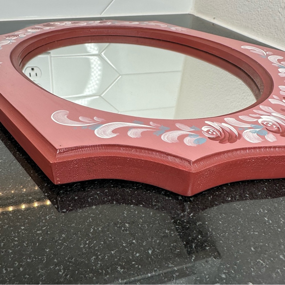 Hand Painted Pink Floral Mirror - Picture 5 of 10
